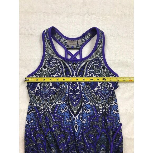 Athleta Tic Tac Toe Yoga Tank Top Size XS Racerback Gathered Waist - Picture 9 of 10